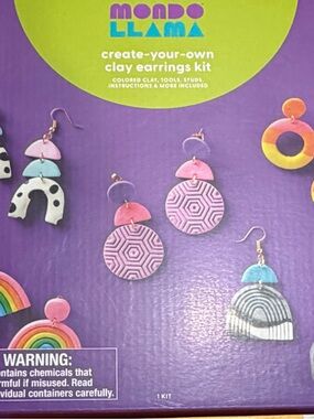Mondo Llama Create-Your-Own Clay Earrings Kit - Purple